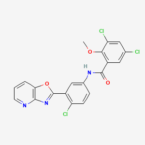 molecular formula C20H12Cl3N3O3 B5496276 3,5-dichloro-N-(4-chloro-3-[1,3]oxazolo[4,5-b]pyridin-2-ylphenyl)-2-methoxybenzamide 