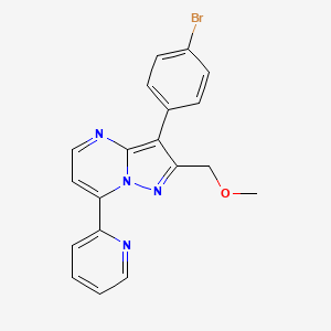 molecular formula C19H15BrN4O B5496327 3-(4-bromophenyl)-2-(methoxymethyl)-7-(2-pyridinyl)pyrazolo[1,5-a]pyrimidine 