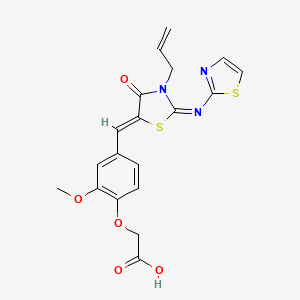 molecular formula C19H17N3O5S2 B5496364 (4-{[3-allyl-4-oxo-2-(1,3-thiazol-2-ylimino)-1,3-thiazolidin-5-ylidene]methyl}-2-methoxyphenoxy)acetic acid 