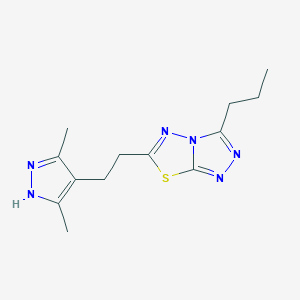 molecular formula C13H18N6S B5496373 6-[2-(3,5-dimethyl-1H-pyrazol-4-yl)ethyl]-3-propyl[1,2,4]triazolo[3,4-b][1,3,4]thiadiazole 
