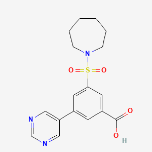 molecular formula C17H19N3O4S B5496399 3-(azepan-1-ylsulfonyl)-5-pyrimidin-5-ylbenzoic acid 