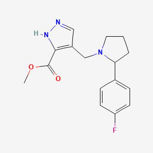 molecular formula C16H18FN3O2 B5496435 methyl 4-{[2-(4-fluorophenyl)-1-pyrrolidinyl]methyl}-1H-pyrazole-3-carboxylate 