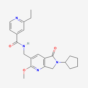 molecular formula C22H26N4O3 B5496493 N-[(6-cyclopentyl-2-methoxy-5-oxo-6,7-dihydro-5H-pyrrolo[3,4-b]pyridin-3-yl)methyl]-2-ethylisonicotinamide 