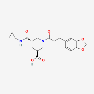 molecular formula C20H24N2O6 B5496541 (3S*,5S*)-1-[3-(1,3-benzodioxol-5-yl)propanoyl]-5-[(cyclopropylamino)carbonyl]-3-piperidinecarboxylic acid 
