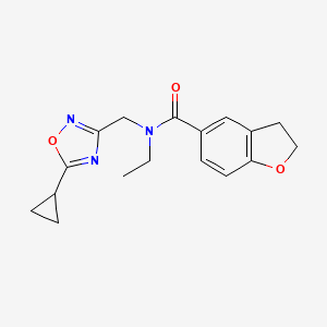 molecular formula C17H19N3O3 B5496580 N-[(5-cyclopropyl-1,2,4-oxadiazol-3-yl)methyl]-N-ethyl-2,3-dihydro-1-benzofuran-5-carboxamide 