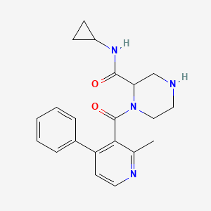 molecular formula C21H24N4O2 B5496592 N-cyclopropyl-1-[(2-methyl-4-phenyl-3-pyridinyl)carbonyl]-2-piperazinecarboxamide 