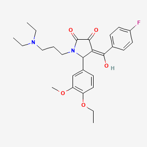 molecular formula C27H33FN2O5 B5496605 1-[3-(diethylamino)propyl]-5-(4-ethoxy-3-methoxyphenyl)-4-(4-fluorobenzoyl)-3-hydroxy-1,5-dihydro-2H-pyrrol-2-one 