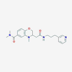 molecular formula C22H28N4O3 B5496611 N,N,4-trimethyl-3-{2-oxo-2-[(3-pyridin-3-ylpropyl)amino]ethyl}-3,4-dihydro-2H-1,4-benzoxazine-6-carboxamide 