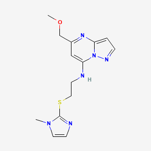 molecular formula C14H18N6OS B5496658 5-(methoxymethyl)-N-{2-[(1-methyl-1H-imidazol-2-yl)thio]ethyl}pyrazolo[1,5-a]pyrimidin-7-amine 