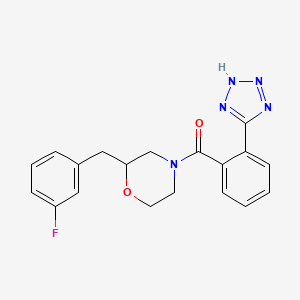 molecular formula C19H18FN5O2 B5496702 2-(3-fluorobenzyl)-4-[2-(1H-tetrazol-5-yl)benzoyl]morpholine 