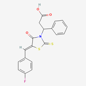 molecular formula C19H14FNO3S2 B5496724 3-[5-(4-fluorobenzylidene)-4-oxo-2-thioxo-1,3-thiazolidin-3-yl]-3-phenylpropanoic acid 