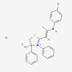 2-{2-[(4-bromophenyl)amino]-1-propen-1-yl}-4-hydroxy-3,4-diphenyl-4,5-dihydro-1,3-thiazol-3-ium bromide