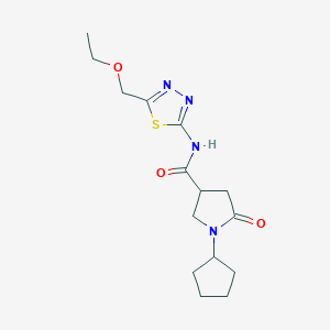 molecular formula C15H22N4O3S B5496753 1-cyclopentyl-N-[5-(ethoxymethyl)-1,3,4-thiadiazol-2-yl]-5-oxo-3-pyrrolidinecarboxamide 