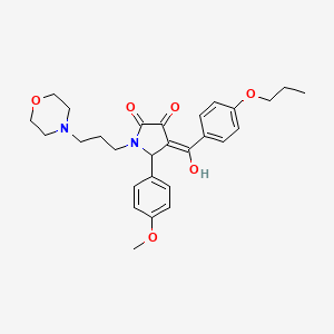 molecular formula C28H34N2O6 B5496828 3-hydroxy-5-(4-methoxyphenyl)-1-[3-(4-morpholinyl)propyl]-4-(4-propoxybenzoyl)-1,5-dihydro-2H-pyrrol-2-one 