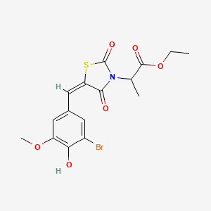molecular formula C16H16BrNO6S B5496844 ethyl 2-[5-(3-bromo-4-hydroxy-5-methoxybenzylidene)-2,4-dioxo-1,3-thiazolidin-3-yl]propanoate 