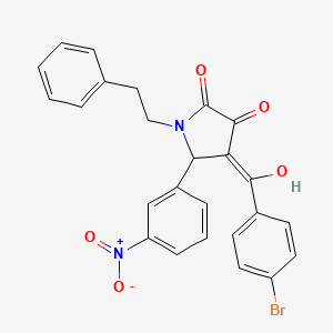 molecular formula C25H19BrN2O5 B5496871 4-(4-bromobenzoyl)-3-hydroxy-5-(3-nitrophenyl)-1-(2-phenylethyl)-1,5-dihydro-2H-pyrrol-2-one 