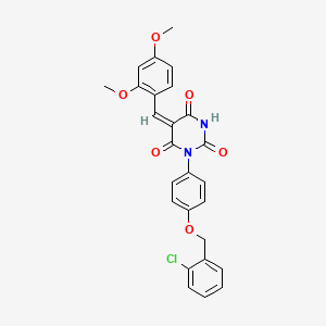 molecular formula C26H21ClN2O6 B5496899 1-{4-[(2-chlorobenzyl)oxy]phenyl}-5-(2,4-dimethoxybenzylidene)-2,4,6(1H,3H,5H)-pyrimidinetrione 