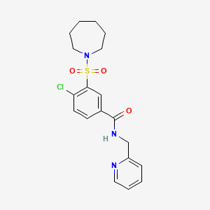 molecular formula C19H22ClN3O3S B5496934 3-(azepan-1-ylsulfonyl)-4-chloro-N-(pyridin-2-ylmethyl)benzamide 