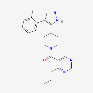 molecular formula C23H27N5O B5496954 5-({4-[4-(2-methylphenyl)-1H-pyrazol-5-yl]piperidin-1-yl}carbonyl)-4-propylpyrimidine 