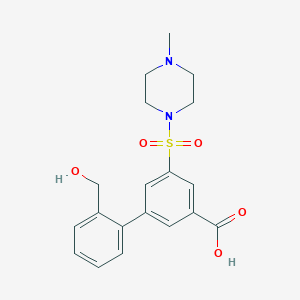 molecular formula C19H22N2O5S B5496972 2'-(hydroxymethyl)-5-[(4-methylpiperazin-1-yl)sulfonyl]biphenyl-3-carboxylic acid 