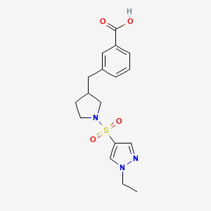 molecular formula C17H21N3O4S B5497009 3-({1-[(1-ethyl-1H-pyrazol-4-yl)sulfonyl]pyrrolidin-3-yl}methyl)benzoic acid 