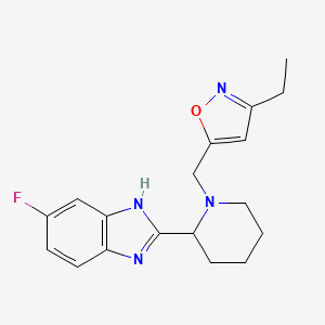 molecular formula C18H21FN4O B5497070 2-{1-[(3-ethyl-5-isoxazolyl)methyl]-2-piperidinyl}-5-fluoro-1H-benzimidazole 