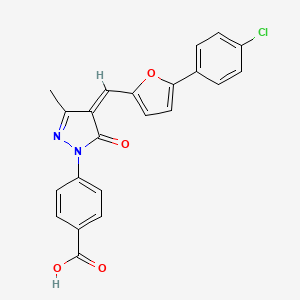 molecular formula C22H15ClN2O4 B5497108 4-(4-{[5-(4-chlorophenyl)-2-furyl]methylene}-3-methyl-5-oxo-4,5-dihydro-1H-pyrazol-1-yl)benzoic acid 