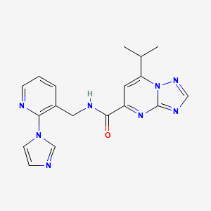 molecular formula C18H18N8O B5497168 N-{[2-(1H-imidazol-1-yl)pyridin-3-yl]methyl}-7-isopropyl[1,2,4]triazolo[1,5-a]pyrimidine-5-carboxamide 