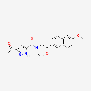 molecular formula C21H21N3O4 B5497179 1-(5-{[2-(6-methoxy-2-naphthyl)morpholin-4-yl]carbonyl}-1H-pyrazol-3-yl)ethanone 