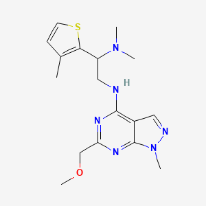 molecular formula C17H24N6OS B5497191 N~2~-[6-(methoxymethyl)-1-methyl-1H-pyrazolo[3,4-d]pyrimidin-4-yl]-N~1~,N~1~-dimethyl-1-(3-methyl-2-thienyl)-1,2-ethanediamine 