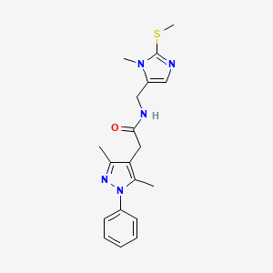 molecular formula C19H23N5OS B5497234 2-(3,5-dimethyl-1-phenyl-1H-pyrazol-4-yl)-N-{[1-methyl-2-(methylthio)-1H-imidazol-5-yl]methyl}acetamide 