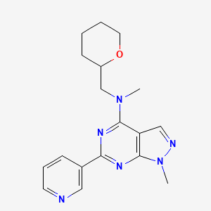 molecular formula C18H22N6O B5497246 N,1-dimethyl-6-(3-pyridinyl)-N-(tetrahydro-2H-pyran-2-ylmethyl)-1H-pyrazolo[3,4-d]pyrimidin-4-amine 