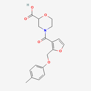 molecular formula C18H19NO6 B5497265 4-{2-[(4-methylphenoxy)methyl]-3-furoyl}-2-morpholinecarboxylic acid 