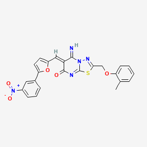 molecular formula C24H17N5O5S B5497274 5-imino-2-[(2-methylphenoxy)methyl]-6-{[5-(3-nitrophenyl)-2-furyl]methylene}-5,6-dihydro-7H-[1,3,4]thiadiazolo[3,2-a]pyrimidin-7-one 
