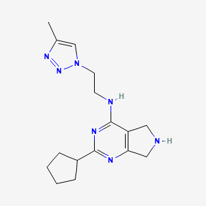 molecular formula C16H23N7 B5497327 2-cyclopentyl-N-[2-(4-methyl-1H-1,2,3-triazol-1-yl)ethyl]-6,7-dihydro-5H-pyrrolo[3,4-d]pyrimidin-4-amine 
