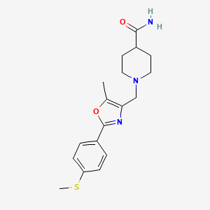 molecular formula C18H23N3O2S B5497342 1-({5-methyl-2-[4-(methylthio)phenyl]-1,3-oxazol-4-yl}methyl)piperidine-4-carboxamide 