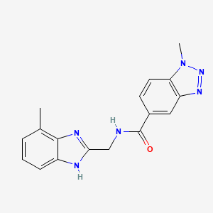 molecular formula C17H16N6O B5497375 1-methyl-N-[(4-methyl-1H-benzimidazol-2-yl)methyl]-1H-1,2,3-benzotriazole-5-carboxamide 