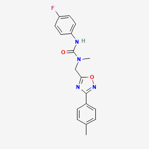 molecular formula C18H17FN4O2 B5497391 N'-(4-fluorophenyl)-N-methyl-N-{[3-(4-methylphenyl)-1,2,4-oxadiazol-5-yl]methyl}urea 