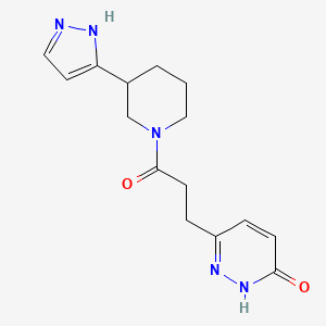 molecular formula C15H19N5O2 B5497398 6-{3-oxo-3-[3-(1H-pyrazol-5-yl)piperidin-1-yl]propyl}pyridazin-3(2H)-one 