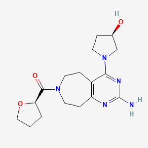 molecular formula C17H25N5O3 B5497417 (3R)-1-{2-amino-7-[(2R)-tetrahydrofuran-2-ylcarbonyl]-6,7,8,9-tetrahydro-5H-pyrimido[4,5-d]azepin-4-yl}pyrrolidin-3-ol 