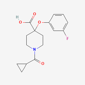 molecular formula C16H18FNO4 B5497472 1-(cyclopropylcarbonyl)-4-(3-fluorophenoxy)piperidine-4-carboxylic acid 