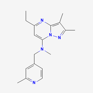 molecular formula C18H23N5 B5497501 5-ethyl-N,2,3-trimethyl-N-[(2-methyl-4-pyridinyl)methyl]pyrazolo[1,5-a]pyrimidin-7-amine 