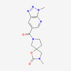 molecular formula C14H16N6O3 B5497503 3-methyl-7-[(3-methyl-3H-[1,2,3]triazolo[4,5-b]pyridin-6-yl)carbonyl]-1-oxa-3,7-diazaspiro[4.4]nonan-2-one 