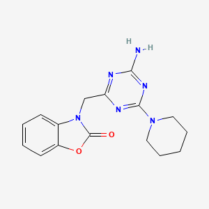 molecular formula C16H18N6O2 B5497519 3-[(4-amino-6-piperidin-1-yl-1,3,5-triazin-2-yl)methyl]-1,3-benzoxazol-2(3H)-one 