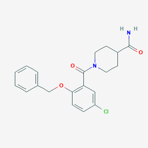 molecular formula C20H21ClN2O3 B5497527 1-[2-(benzyloxy)-5-chlorobenzoyl]piperidine-4-carboxamide 