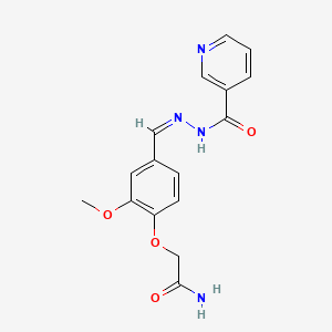 molecular formula C16H16N4O4 B5497537 2-{2-methoxy-4-[2-(3-pyridinylcarbonyl)carbonohydrazonoyl]phenoxy}acetamide 