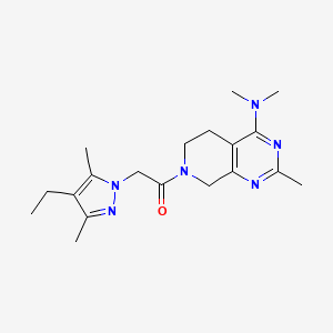 molecular formula C19H28N6O B5497550 7-[(4-ethyl-3,5-dimethyl-1H-pyrazol-1-yl)acetyl]-N,N,2-trimethyl-5,6,7,8-tetrahydropyrido[3,4-d]pyrimidin-4-amine 