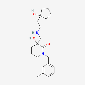 molecular formula C21H32N2O3 B5497572 3-hydroxy-3-({[2-(1-hydroxycyclopentyl)ethyl]amino}methyl)-1-(3-methylbenzyl)piperidin-2-one 