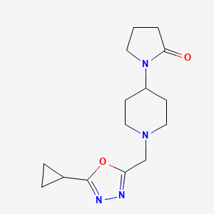 molecular formula C15H22N4O2 B5497597 1-{1-[(5-cyclopropyl-1,3,4-oxadiazol-2-yl)methyl]piperidin-4-yl}pyrrolidin-2-one 