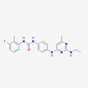 molecular formula C21H23FN6O B5497599 N-(4-{[2-(ethylamino)-6-methyl-4-pyrimidinyl]amino}phenyl)-N'-(3-fluoro-2-methylphenyl)urea 
